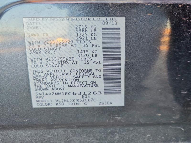 68883676 :رقم المزاد ، 5N1AR2MM1EC631263 vin ، 2014 Nissan Pathfinder مزاد بيع
