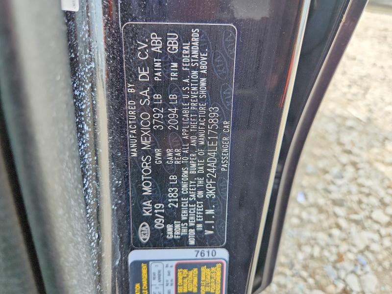 68488166 :رقم المزاد ، 3KPF24AD4LE175893 vin ، 2020 Kia Forte مزاد بيع