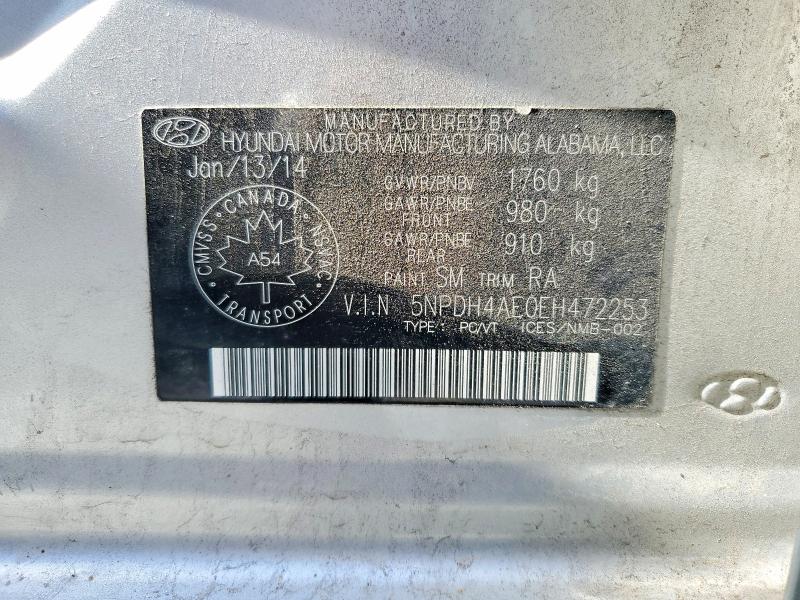 Продажа на аукционе авто 2014 Hyundai Elantra, vin: 5NPDH4AE0EH472253, номер лота: 69577836