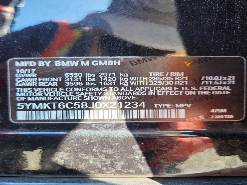 Продаж на аукціоні авто 2018 Bmw X5, vin: 5YMKT6C58J0X21234, номер лоту: 70500116