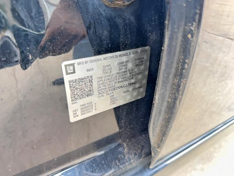 2019 Chevrolet Silverado მანქანა იყიდება აუქციონზე, vin: 3GCUYGED0KG178942, აუქციონის ნომერი: 68883386