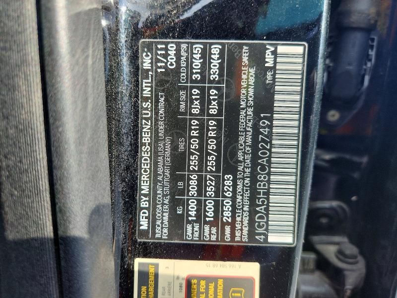 Продаж на аукціоні авто 2012 Mercedes-benz Ml, vin: 4JGDA5HB8CA027491, номер лоту: 69272526