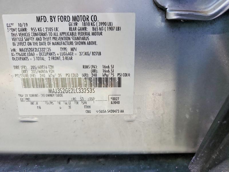 Продаж на аукціоні авто 2020 Ford Ecosport, vin: MAJ3S2GE2LC332535, номер лоту: 69108906