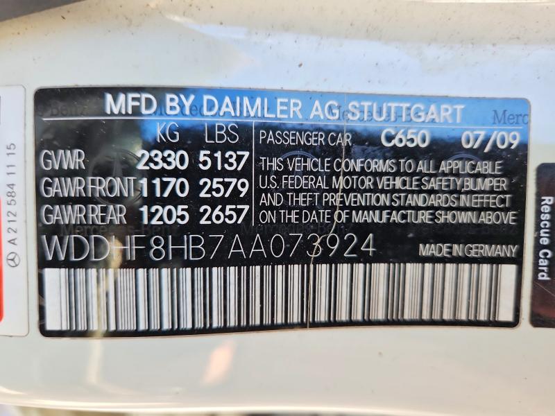 68126116 :رقم المزاد ، WDDHF8HB7AA073924 vin ، 2010 Mercedes-benz E مزاد بيع