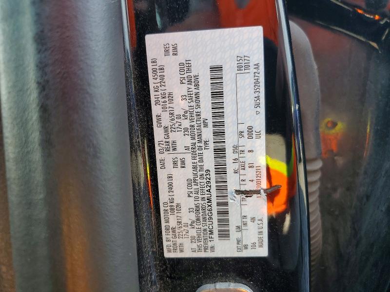 Продажа на аукционе авто 2021 Ford Escape, vin: 1FMCU9G6XMUA29239, номер лота: 70314806