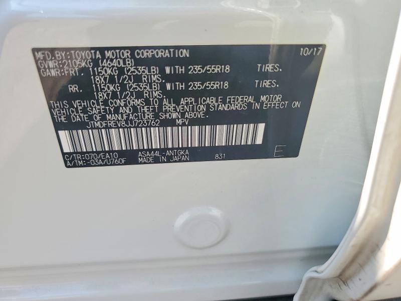 Auction sale of the 2018 Toyota Rav4, vin: JTMDFREV8JJ723762, lot number: 67429256