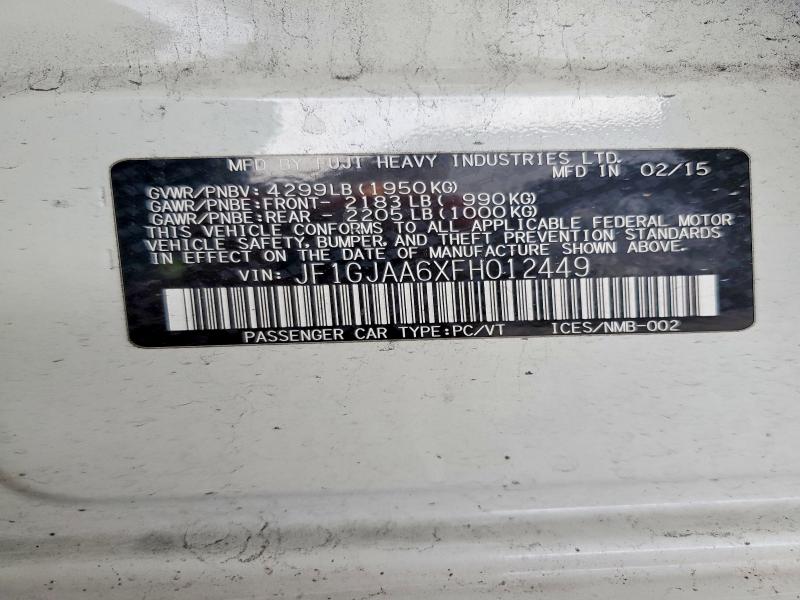 67650296 :رقم المزاد ، JF1GJAA6XFH012449 vin ، 2015 Subaru Impreza مزاد بيع