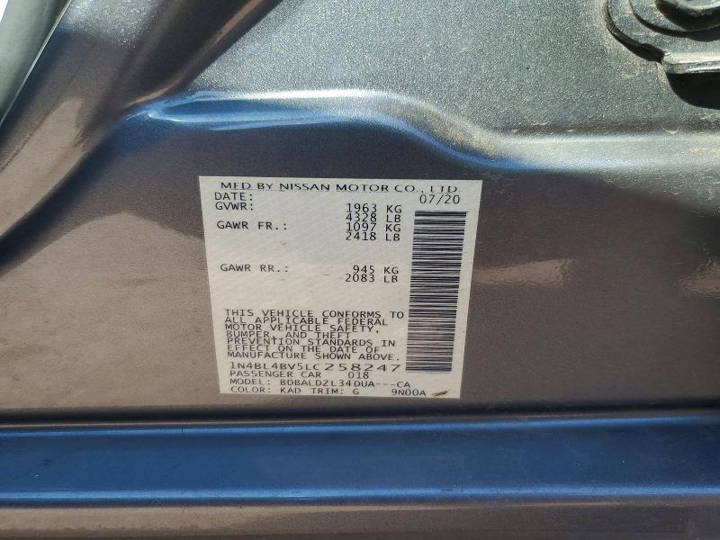 Продаж на аукціоні авто 2020 Nissan Altima, vin: 1N4BL4BV5LC258247, номер лоту: 67642736