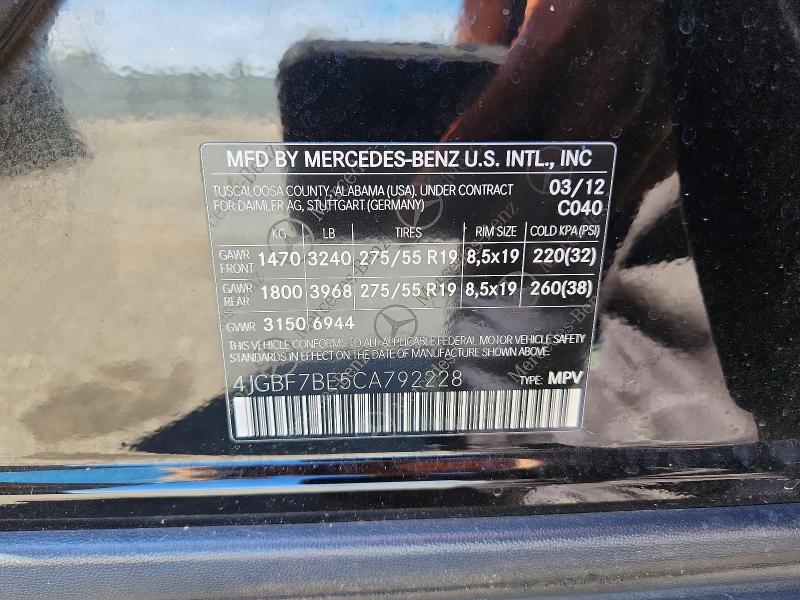 Продаж на аукціоні авто 2012 Mercedes-benz Gl, vin: 4JGBF7BE5CA792228, номер лоту: 69997866