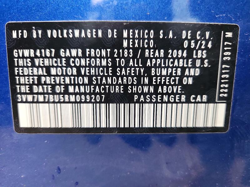 Продаж на аукціоні авто 2024 Volkswagen Jetta, vin: 3VW7M7BU5RM099207, номер лоту: 71226836