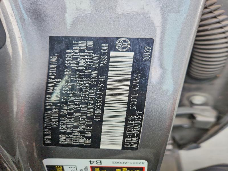 2007 Toyota Avalon მანქანა იყიდება აუქციონზე, vin: 4T1BK36B67U175140, აუქციონის ნომერი: 70522026