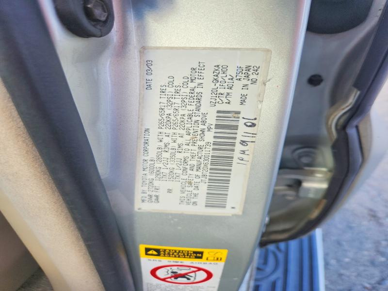 Aukcja sprzedaży 2003 Lexus Gx, vin: JTJBT20X630011739, numer aukcji: 67326486