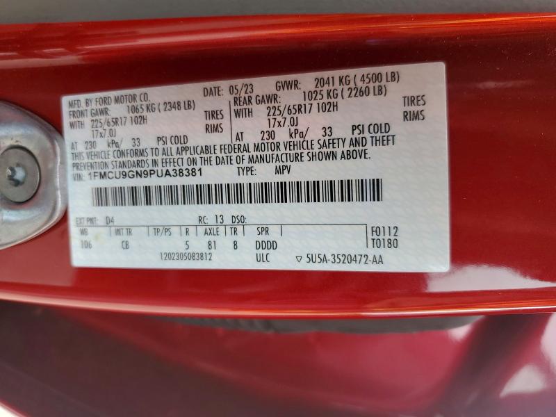 Продаж на аукціоні авто 2023 Ford Escape, vin: 1FMCU9GN9PUA38381, номер лоту: 67378456