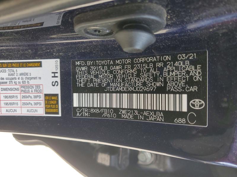 Продажа на аукционе авто 2021 Toyota Corolla, vin: JTDEAMDEXMJ029697, номер лота: 69350196