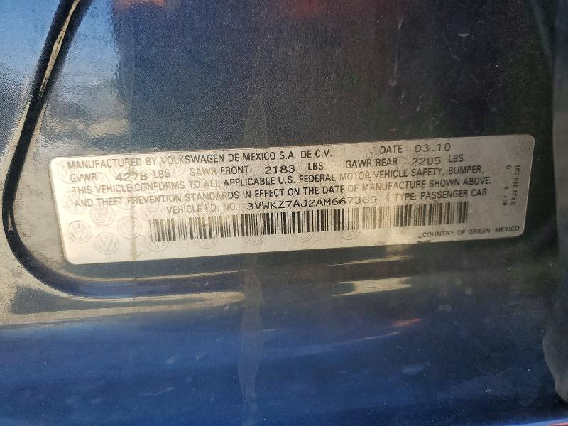 Aukcja sprzedaży 2010 Volkswagen Jetta, vin: 3VWKZ7AJ2AM667369, numer aukcji: 70019716