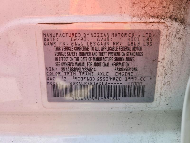 Aukcja sprzedaży 2020 Nissan Sentra, vin: 3N1AB8DV9LY224514, numer aukcji: 68417676