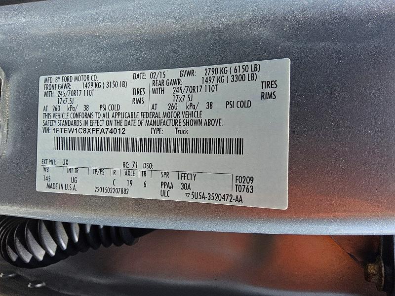Aukcja sprzedaży 2015 Ford F150, vin: 1FTEW1C8XFFA74012, numer aukcji: 65384406