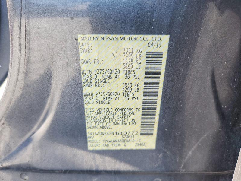 67161666 :رقم المزاد ، 5N1AA0NE4FN610772 vin ، 2015 Nissan Armada مزاد بيع