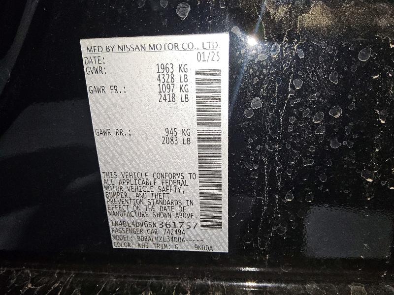 68414496 :رقم المزاد ، 1N4BL4DV6SN361757 vin ، 2025 Nissan Altima مزاد بيع