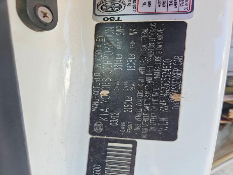 67730336 :رقم المزاد ، KNAFU4A25C5624600 vin ، 2012 Kia Forte مزاد بيع
