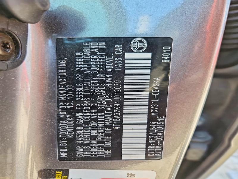 2004 Toyota Camry მანქანა იყიდება აუქციონზე, vin: 4T1BA32K94U012079, აუქციონის ნომერი: 67525086