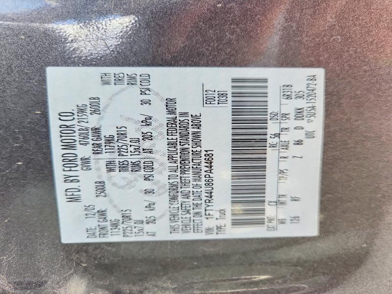 Aukcja sprzedaży 2006 Ford Ranger, vin: 1FTYR44U86PA44681, numer aukcji: 69421156