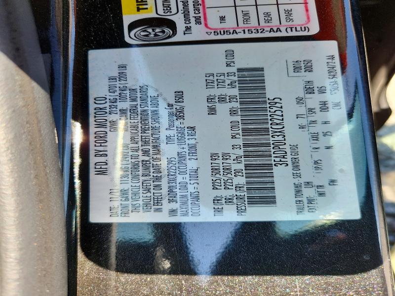 Продаж на аукціоні авто 2012 Ford Fusion, vin: 3FADP0L3XCR225295, номер лоту: 69903626