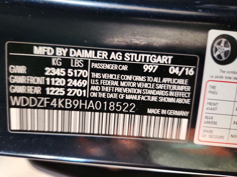 Продаж на аукціоні авто 2017 Mercedes-benz E, vin: WDDZF4KB9HA018522, номер лоту: 69746816