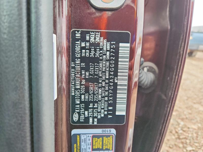 Aukcja sprzedaży 2016 Kia Sorento, vin: 5XYPG4A34GG027751, numer aukcji: 67930866