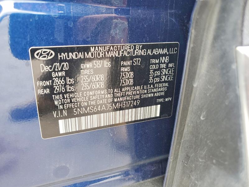 Продаж на аукціоні авто 2021 Hyundai Santa Fe, vin: 5NMS64AJ5MH317249, номер лоту: 69926216