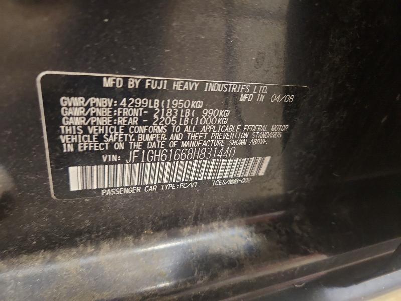 Продажа на аукционе авто 2008 Subaru Impreza, vin: JF1GH61668H831440, номер лота: 68328066