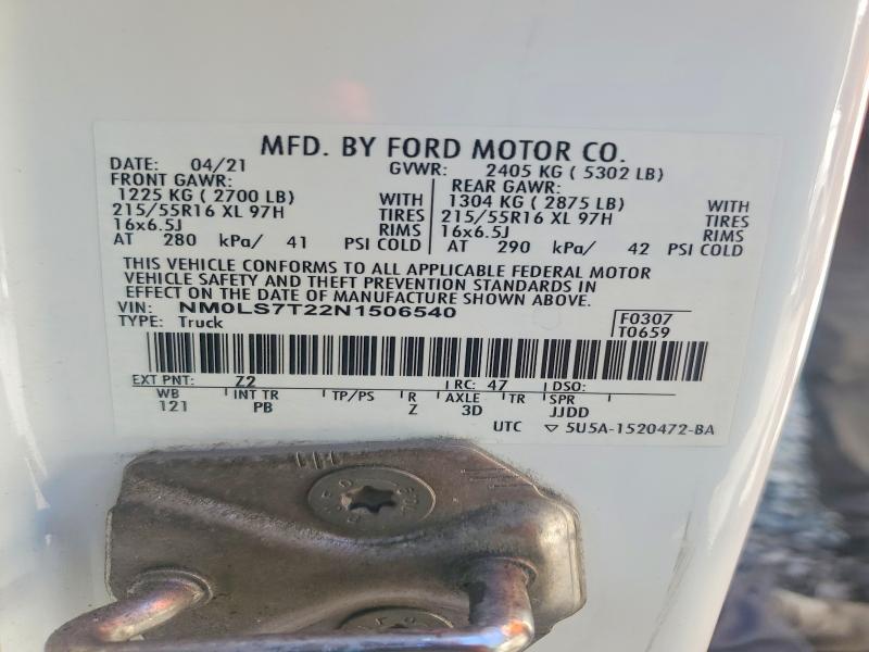 Продаж на аукціоні авто 2022 Ford Transit Connect, vin: NM0LS7T22N1506540, номер лоту: 69887686