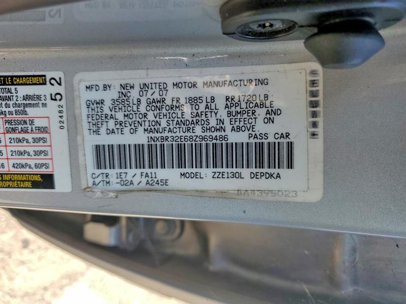 69367556 :رقم المزاد ، 1NXBR32E68Z969486 vin ، 2008 Toyota Corolla مزاد بيع