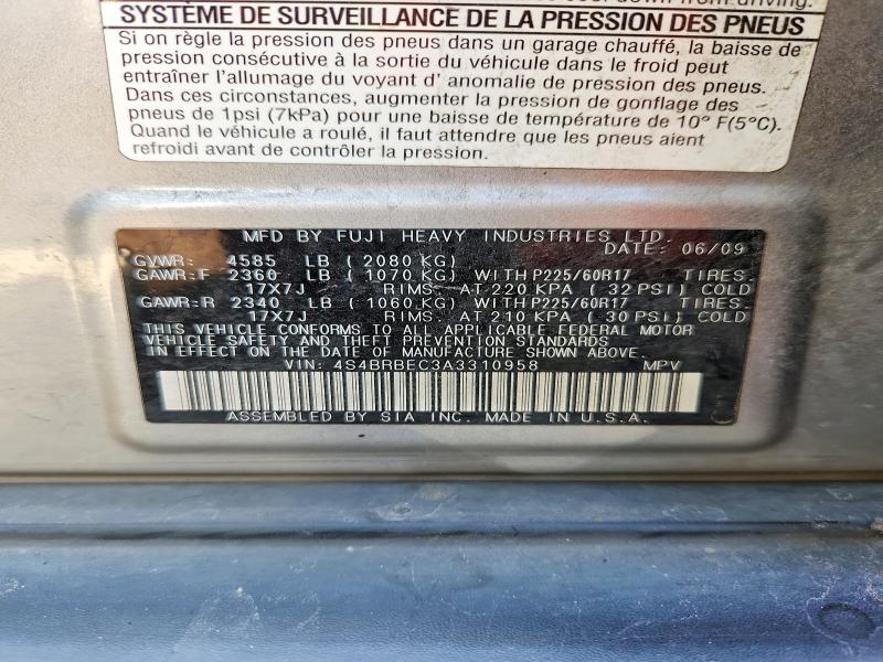 69029036 :رقم المزاد ، 4S4BRBEC3A3310958 vin ، 2010 Subaru Outback مزاد بيع
