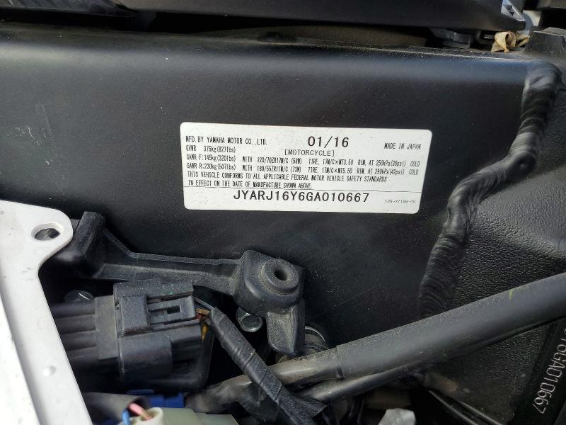 70597316 :رقم المزاد ، JYARJ16Y6GA010667 vin ، 2016 Yamaha Yzfr6 مزاد بيع