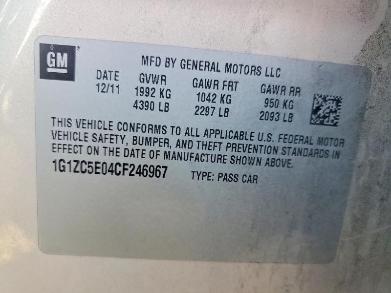 69459666 :رقم المزاد ، 1G1ZC5E04CF246967 vin ، 2012 Chevrolet Malibu مزاد بيع