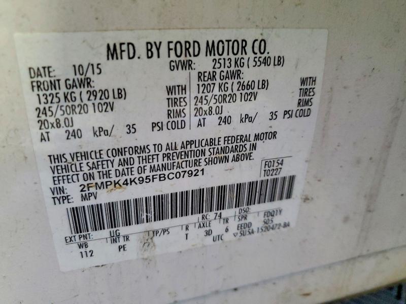 Aukcja sprzedaży 2015 Ford Edge, vin: 2FMPK4K95FBC07921, numer aukcji: 67524116