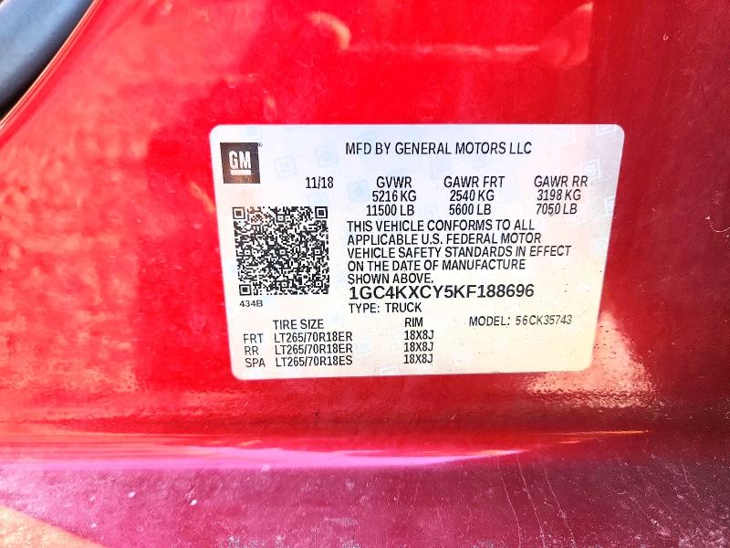 Продажа на аукционе авто 2019 Chevrolet Silverado, vin: 1GC4KXCY5KF188696, номер лота: 68613906