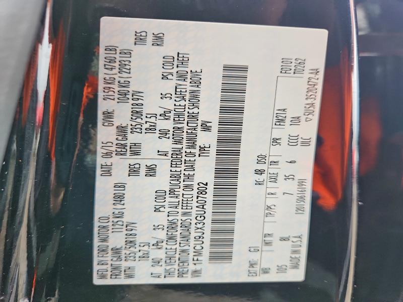 Продаж на аукціоні авто 2016 Ford Escape, vin: 1FMCU9JX3GUA07802, номер лоту: 69436836