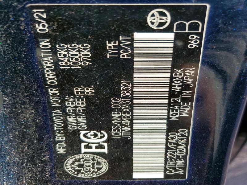 Продажа на аукционе авто 2021 Toyota Corolla, vin: JTNK4MBEXM3138321, номер лота: 69399076