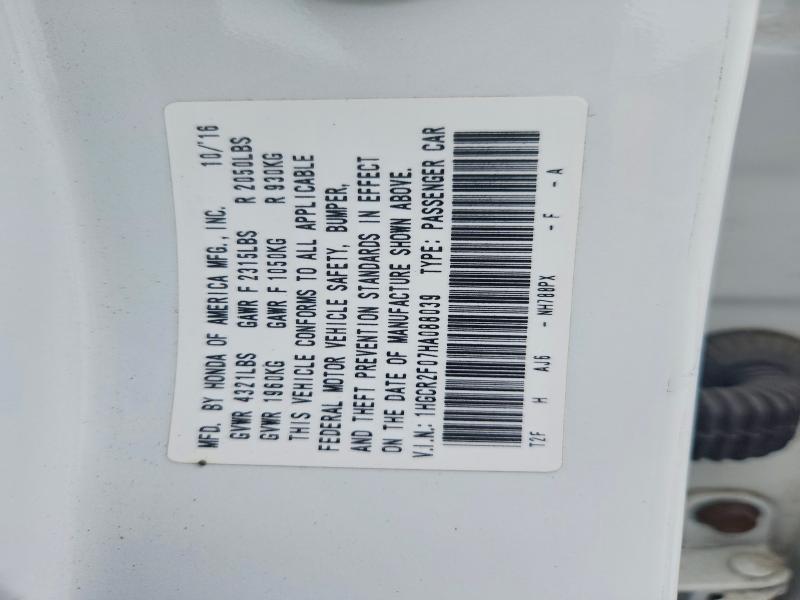 Aukcja sprzedaży 2017 Honda Accord, vin: 1HGCR2F07HA088039, numer aukcji: 68928286