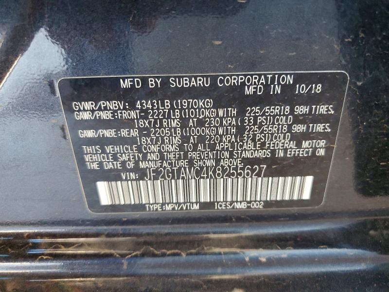 Aukcja sprzedaży 2019 Subaru Crosstrek, vin: JF2GTAMC4K8255627, numer aukcji: 68641386
