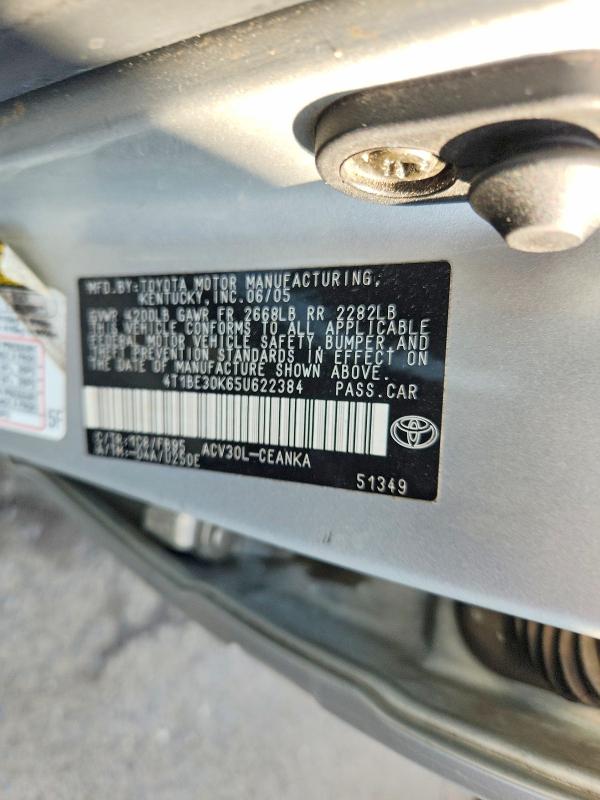 Aukcja sprzedaży 2005 Toyota Camry, vin: 4T1BE30K65U622384, numer aukcji: 66991356