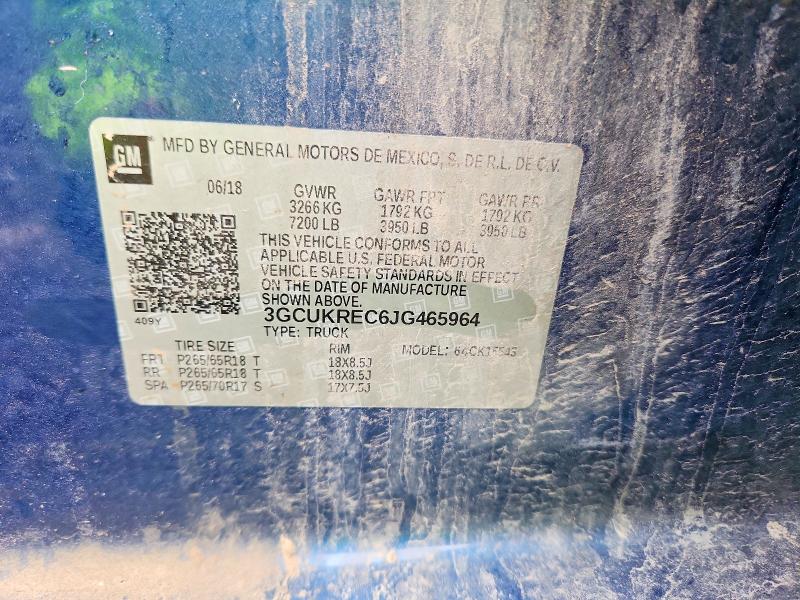 Aukcja sprzedaży 2018 Chevrolet Silverado, vin: 3GCUKREC6JG465964, numer aukcji: 68626836