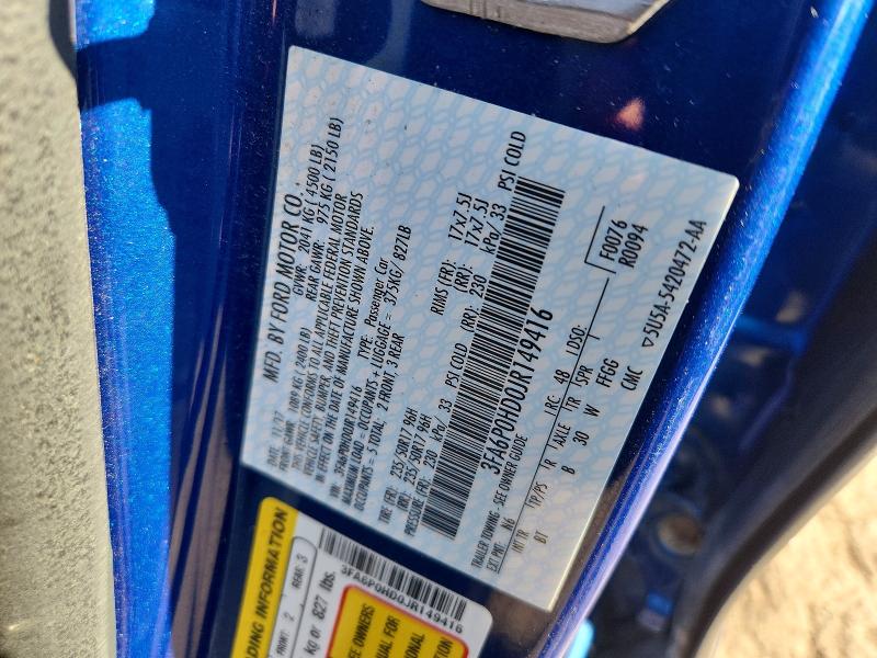 Aukcja sprzedaży 2018 Ford Fusion, vin: 3FA6P0HD0JR149416, numer aukcji: 69106786