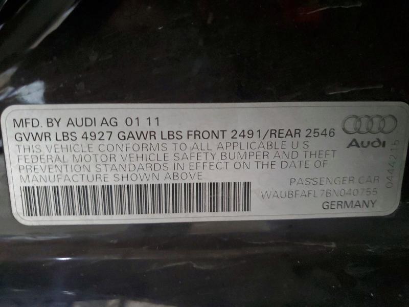 70211236 :رقم المزاد ، WAUBFAFL7BN040755 vin ، 2011 Audi A4 مزاد بيع