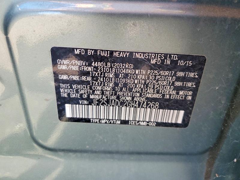 Aukcja sprzedaży 2016 Subaru Forester, vin: JF2SJADC2GH474268, numer aukcji: 67456386