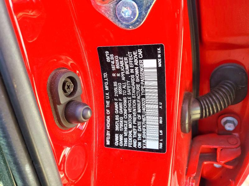 69909986 :رقم المزاد ، SHHFK7H67LU403029 vin ، 2020 Honda Civic مزاد بيع