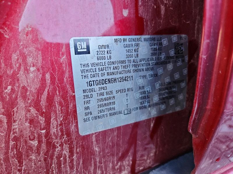 Aukcja sprzedaży 2017 Gmc Canyon, vin: 1GTG6DEN6H1264211, numer aukcji: 69218996