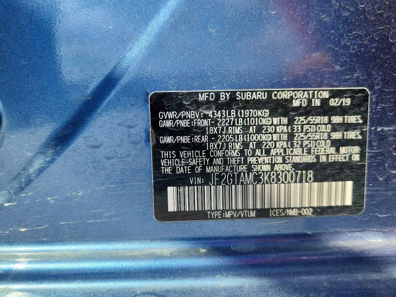 Aukcja sprzedaży 2019 Subaru Crosstrek, vin: JF2GTAMC3K8300718, numer aukcji: 67325226